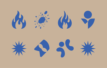 Poster - Abstract Blue Icons:  Energy, Movement, and Creativity Design Elements