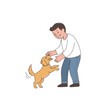 © Luppy Studio - Boy Playing with Golden Retriever Puppy Illustration