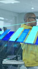 Poster - Animation of data processing over diverse business people at office