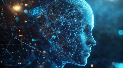 Aufkleber - Artificial intelligence head representation in digital environment
