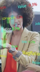 Poster - Animation of data processing over diverse business people in office