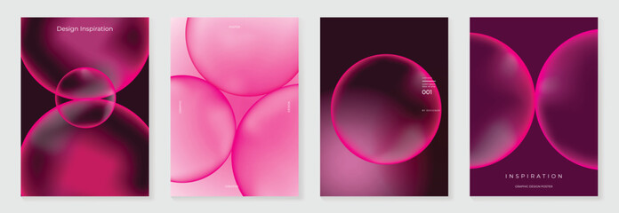 Poster - Modern gradient poster on dark background vector set. Cover template with vibrant perspective geometric shapes different. Modern Design for wall art, flyers, brochures, covers and web banners.