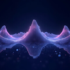 Aufkleber - Abstract wave-like form in shades of purple and pink with sparkling particles against a dark blue background