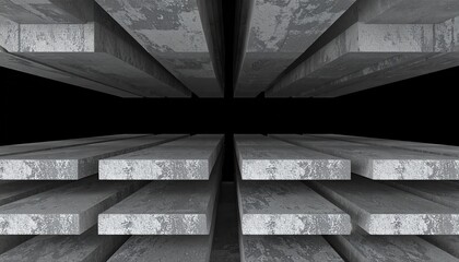 Leinwandbilder - 3D concrete squares stacked on two floors in the loft style on a black background