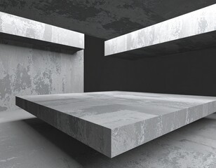 Leinwandbilder - 3D concrete squares stacked on two floors in the loft style on a black background