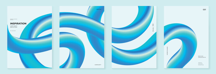 Poster - Modern gradient poster background vector set. Cover template with vibrant wavy line. Modern Design for wall art, flyers, brochures, covers and web banners.