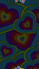 Poster - Animation of rainbow hearts over rainbow hearts background