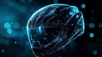 Poster - Futuristic glowing helmet, digital art, abstract concept.
