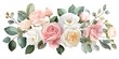 © Mia - Watercolor autumn floral bouquet with roses, dahlias, and pampas grass in neutral dusty rose, brown, and beige tones,