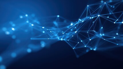 Fototapete - Abstract connected dots on bright blue background. Technology concept, no logos, no brands