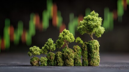 Poster - Green Investment Candlestick Chart in Greenery