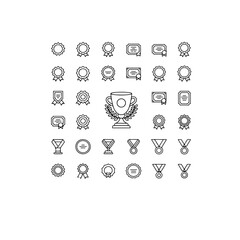 Aufkleber - A collection of outlined awards and achievements icons in a grid layout