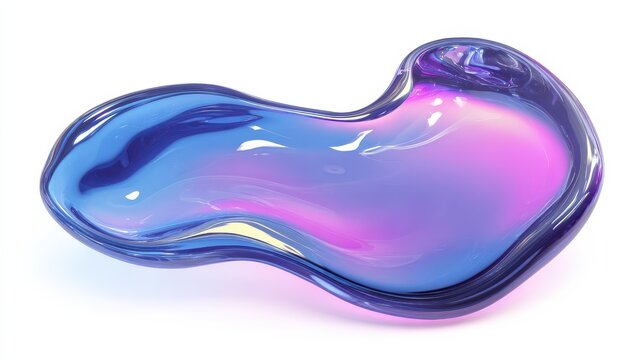 Seamless Blue and purple gradient color floating liquid blob. 3d rendering picture. , isolated on white background, , copy space for text,