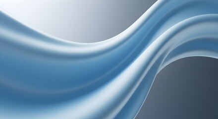 Poster - Abstract flowing elegant light blue cloth movement. White curve lines soft smooth gradient wave digital background concept.