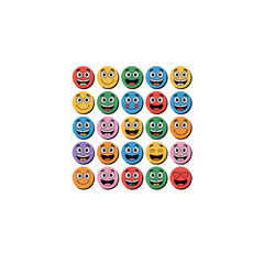 Poster - A collection of colorful smiley face buttons arranged in a grid pattern