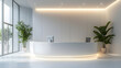 © ms creation - Minimalist white colored reception of modern medical office hospital interior mock up