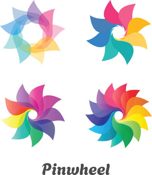Editable multi colour pinwheel illustration design