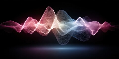 Poster - Colorful sound wave illustration shows a dynamic flow of energy against a dark background, creating a mesmerizing visual effect