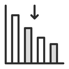 Poster - Decreasing Bar Chart Icon Data Decline Downward Trend Graph Fall Statistic Isolated