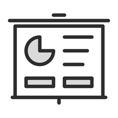 Poster - Presentation Screen Icon Business Chart Data Report Symbol Graph Minimal Outline Design Illustration