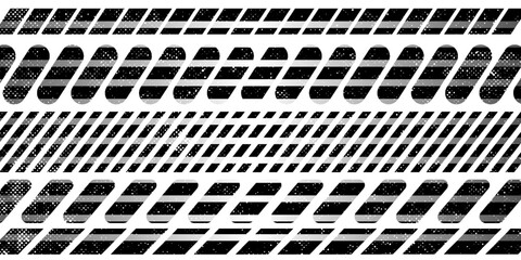 Wall Mural - Raster abstract geometric seamless pattern with vertical fading lines, tracks, halftone stripes. Extreme sport style illustration, urban art.