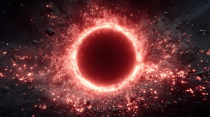 Wall Mural - Dramatic visual representations of black holes or eclipses with glowing energy rings