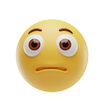 Sad Yellow Emoji 3D Rendered Character with Transparent Background
