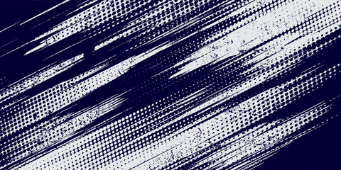 Wall Mural - Dots halftone white & blue color pattern gradient grunge texture background. Dots pop art comics sport style vector illustration.