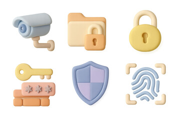 Poster - Simple security icons illustration for digital and web design