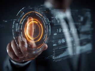 Poster - Person using futuristic touch screen interface