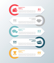 Aufkleber - Modern infographic design. Five steps vertical infographic layout with icons and space for data