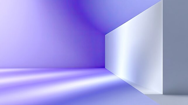 Abstract Lavender and White Gradient Room with Geometric Wall