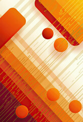 Poster - Complex abstract composition with layered orange geometric shapes, spheres, and subtle digital circuit patterns, a futuristic design for tech-themed flyers.
