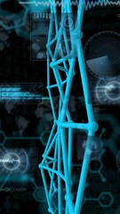 Poster - Animation of 3d structures, molecule structures, radars and computer language over black background