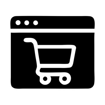 Black Glyph Website Shopping Cart Symbol Isolated Commerce Icon