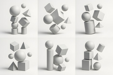 Poster - Geometric Forms: A curated selection of geometric forms floating in perfect balance, showcases the beauty of minimalism and modern design. It invokes creativity and innovation.