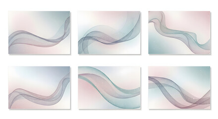Poster - Abstract Wave Design Collection: A collection of six captivating designs, featuring elegant, flowing wave patterns in shades of soft, muted colors.
