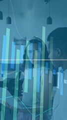 Poster - Animation of financial data processing over diverse business people in office