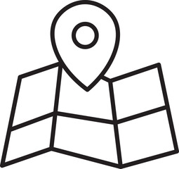 Poster - Map location pin navigation travel direction guide symbol icon marker Map with location pin icon, representing navigation, travel, direction, and guidance, commonly used for wayfinding