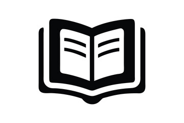 Fototapete - Simple black and white open book icon representing knowledge learning education and information on a clean white background