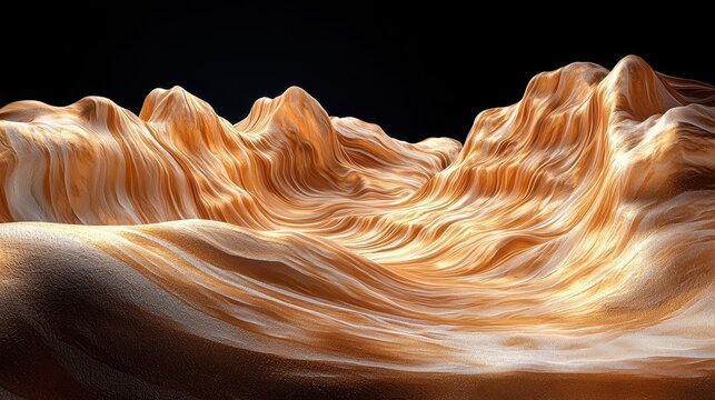 Abstract Golden Mountainscape Dramatic 3D Render