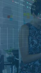Poster - Animation of financial data processing and stock market over diverse business people