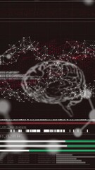 Poster - Animation of dna, brain and scientific data processing over black background