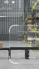 Poster - Animation of diagrams and data processing over machines working in warehouse