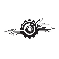 Poster - Abstract gear and circuitry design illustrating technology innovation and engineering concepts