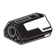 Poster - Black and white vector illustration of futuristic technological equipment isolated on a white background
