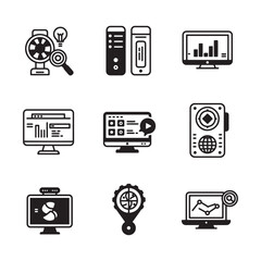 Fototapete - Modern business icons representing technology data analysis and computer software applications