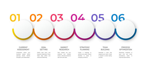 Poster - Vector template circle infographics. Business concept with 6 options and parts. Six steps for content, flowchart, timeline, levels