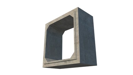 Fototapete - 3D isometric image of a 200cm x 200cm x 120cm gray concrete box culvert, featuring a textured surface and an internal chamber, isolated against a white set, defining a precast drainage component