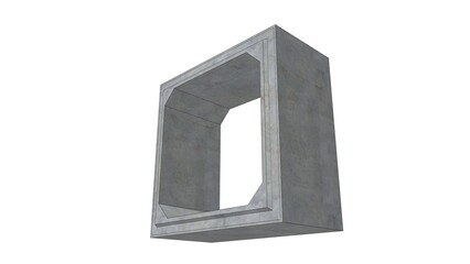 Fototapete - 3D isometric image of a 200cm x 200cm x 120cm gray concrete box culvert, featuring a textured surface and an internal chamber, isolated against a white set, defining a precast drainage component